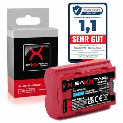 Abbildung von Baxxtar NP W235 2400mAh Kamera Akku MaxProtect mit aktivem NTC Sensor und V1 Schutzgehäuse kompatibel Fuji Fujifilm GFX 50s II 100S 100 X H2 H2S S20 T4 T5