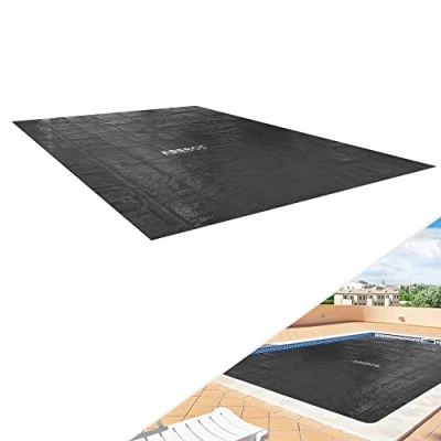 Abbildung von Arebos Pool Solarabdeckplane eckig 3 x 2 m Schwarz Solarplane Stärke 120 µm Solarfolie zuschneidbar Poolheizung Wassererwärmung Wärmeplane