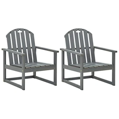 Abbildung von vidaXL 2X Akazienholz Massiv Gartenstuhl mit Armlehnen Stuhl Stühle Gartensessel Sessel Gartenmöbel Gartenstühle Balkonstuhl Terrasse Grau