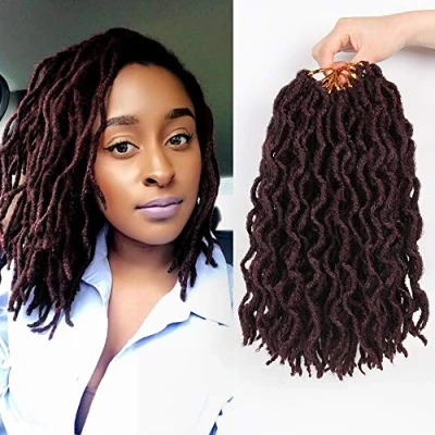 Abbildung von Nu Locs Kunsthaar, Häkelhaar, 30,5 cm, gewellt, kurze Locken, Häkelzöpfe, Dreadlocks, 20 Wurzeln/Packung, #99J, 6 Packungen