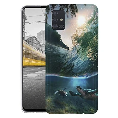 Abbildung von KX Mobile Hülle für Samsung A51 Handyhülle Motiv 1272 Schildkröte Meer Blau Premium Silikonhülle SchutzHülle Softcase HandyCover Galaxy