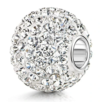 Abbildung von Materia Bead Charms Kristall Perle XXL Strasssteine Weiß 1098, Kern aus 925 Sterling Silber