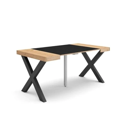 Abbildung von Skraut Home Ausziehbarertisch Multifunktionaler ausziehbarer 160 Für 8 Gäste Massivholz Beine Moderner Stil Eiche Schwarz