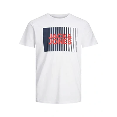Abbildung von Jack &amp; Jones Junior Jjecorp LOGO PLAY O NECK Tshirt print für Kinder, Größe: 140, White