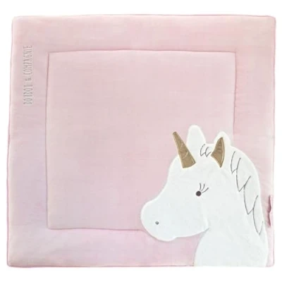 Abbildung von Doudou et Compagnie DC3318 Laufgittermatte, 100 x cm, Kollektion Tapidou Motiv Einhorn Rosa/Gold 80 150 cm