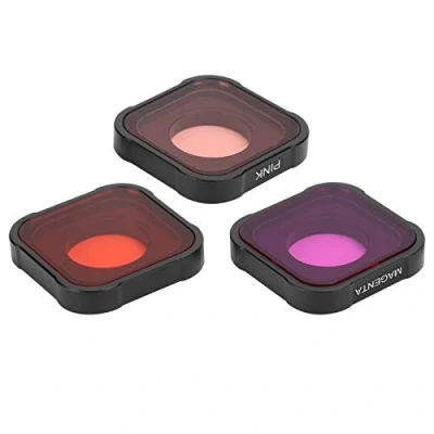 Abbildung von PUSOKEI 3 in 1 Kamera Filterobjektiv Tauchfilter Set, Rot/Pink/Lila Objektivfilter, Optische Glaslinse, Unterwasser Schutzhülle, für Go Pro Hero 9