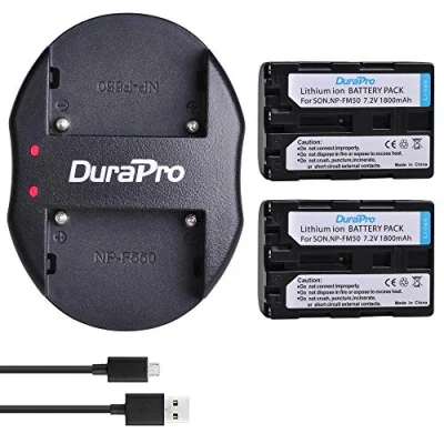 Abbildung von DuraPro 2Stk NP FM50 Akku + Dual USB Ladegerät für Sony FM30, FM51, QM50, QM51, CCD TRV128, TR108, TR208, TR408, TR748, Kameras TRV106, TRV107, TRV108