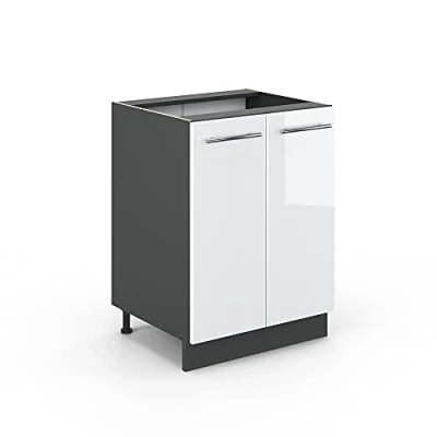 Abbildung von Vicco Unterschrank Fame Line, Weiß Hochglanz/Anthrazit, 60 cm ohne Arbeitsplatte