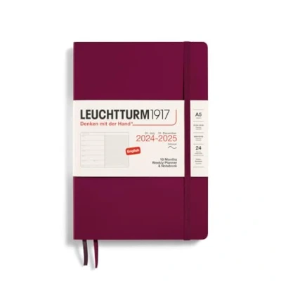Abbildung von LEUCHTTURM1917 370810 Wochenkalender &amp; Notizbuch 2025, Medium A5 Softcover 18 Monats Planer, liniert Port Red, Englisch