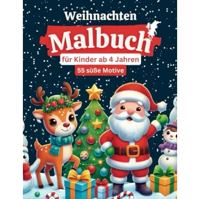 Abbildung von Weihnachten Malbuch für Kinder ab 4 Jahren: 55 Motive mit versteckten Wichteln &amp; Malen nach Zahlen kleine Künstler voller Freude und Fantasie in der zauberhaften Weihnachtszeit!