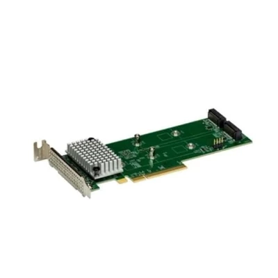 Abbildung von SUPERMICRO LP PCIe 4.0 x8 Hybrid NVMe/SATA M.2 RAID 0/1 Carrier, SAS3808 Controller [AOC SLG4 2H8M2 O]