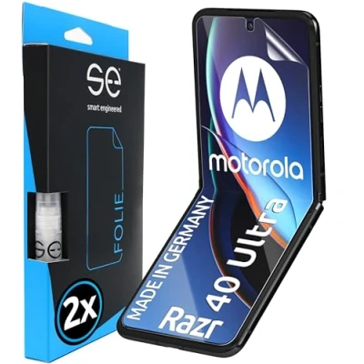 Abbildung von S.E für Motorola Razr 40 Ultra Schutzfolie 2x Folien im SET aus Deutschland, Folie TPU Technologie, kinderleichte Anwendung, als Alternative Schutzglas