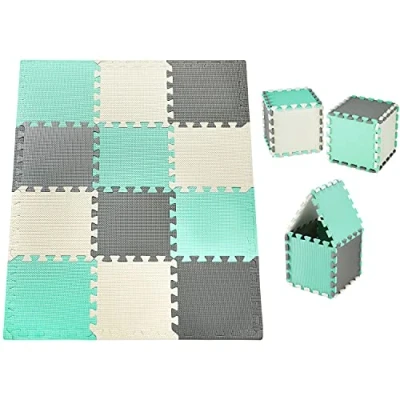 Abbildung von Moby System Spielmatte Schaumstoffpuzzle 12 tlg., 120 x 90 1,2 cm mit Rand, Mintgrün