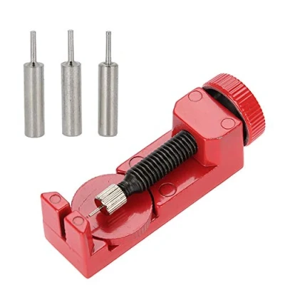 Abbildung von Comb Barbering Uhrmacherwerkzeug Für Uhrarmband Reparatur, Strap Kettenbolzen Entferner Reparatursatz Werkzeug Mit 3 Extra Pins Uhrmacher, Watch Tool Kit Uhrmacher(Red)