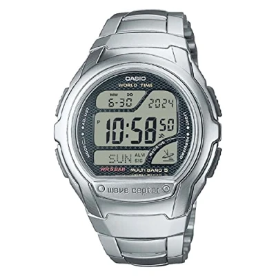 Abbildung von Casio Radio Controlled Digitaluhr, Herren, Größe: One Size, Grau
