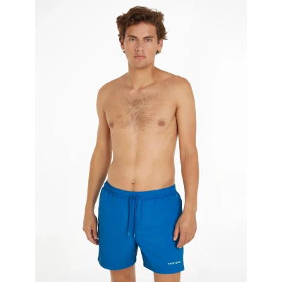 Abbildung von Tommy Jeans Linear LOGO Medium Drawstring Badeshorts, Herren, Größe: XXL, Meridian blue