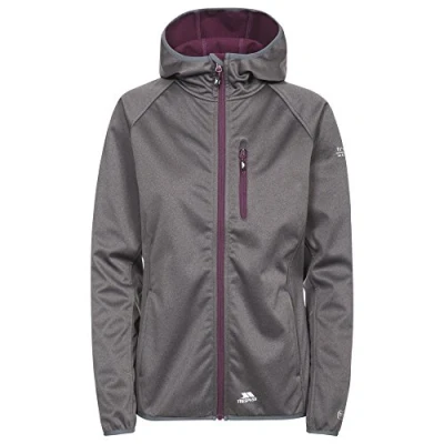 Abbildung von Trespass Shelly, Carbon Marl, XXS, Wasserdichte Softshelljacke mit Kapuze für Damen, XX Small / 2XS 2X Small, Grau