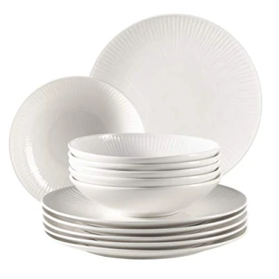 Abbildung von MÄSER Tafelservice &quot;Geschirr Set Dalia&quot;, (Set, 12 tlg.), Teller Set, Speiseteller u. Suppenteller,weiß, Teile für 6 Personen