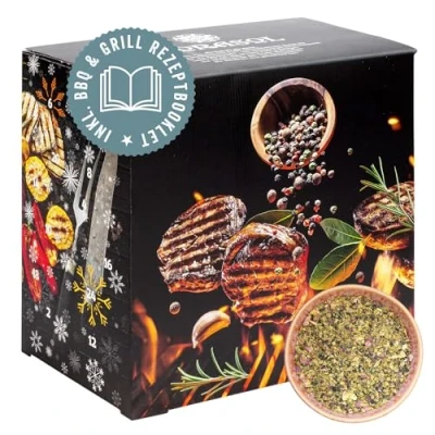 Abbildung von Corasol Premium BBQ &amp; Grillgewürze Adventskalender mit 24 Gewürz Mischungen und Rezept Booklet, die Gourmet Geschenkidee (284 g)