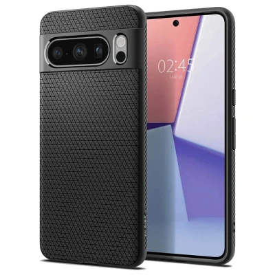 Abbildung von Google Pixel 8 Pro Hülle Silikon Spigen Soft Case/Backcover Handyhülle Schwarz Shockproof/Stoßfest