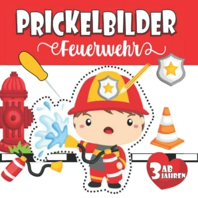 Abbildung von Prickelbilder Feuerwehr ab 3 Jahren: zum Malen, Prickeln, Ausschneiden und Basteln. Prickelblock für Jungen Mädchen