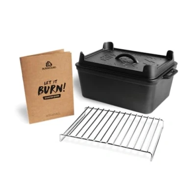 Abbildung von BURNHARD Grilltopf, Gusseisen, Kastenform 6,5 l, inkl. Rosteinsatz aus Edelstahl