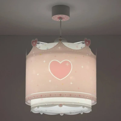Abbildung von Dalber Lampe kinderzimmer, kinderlampe Pendelleuchte Hängelampe, Deckenleuchte Kinder, Deckenlampe kinderzimmer Little Queen Krone Rosa, 61102, E27