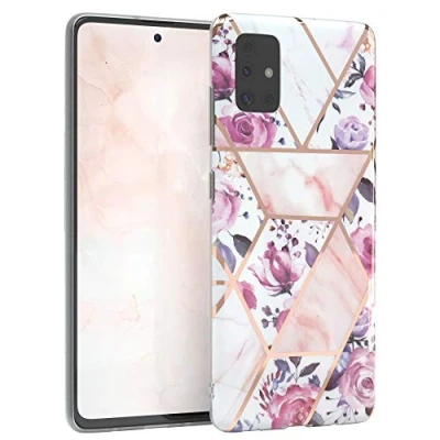 Abbildung von EAZY CASE Handyhülle Silikon mit Kameraschutz kompatibel Samsung Galaxy A51, im Blumen Design, Rosen Motiv Hülle, Ultra dünn, Slimcover, Silikonhülle, Backcover, Rosé Gold