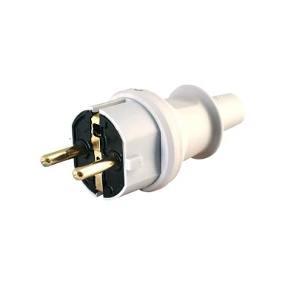 Abbildung von Kopp Schutzkontaktstecker mit Knickschutztülle, IP44 Schutzklasse, spritzwassergeschützt, 250V (16A), Schutzkontakt Stecker aus PVC, bruchfest, grau, 173004009