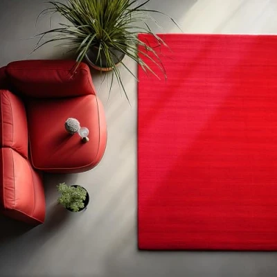 Abbildung von HomebyHome Kurzflor Teppich Wohnzimmer 240 x 340 cm Rot Waschbarer für Schlafzimmer, Esszimmer und Ideal als Küchenteppich Flauschiger Extra Weich, Einfarbig, rutschfest, Modern