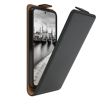 Abbildung von EAZY Case Hülle kompatibel mit Samsung Galaxy A54 Flip Cover zum Aufklappen, Handyhülle aufklappbar, Schutzhülle, Flipcover, Flipcase, Flipstyle vertikal klappbar, aus Kunstleder, Schwarz