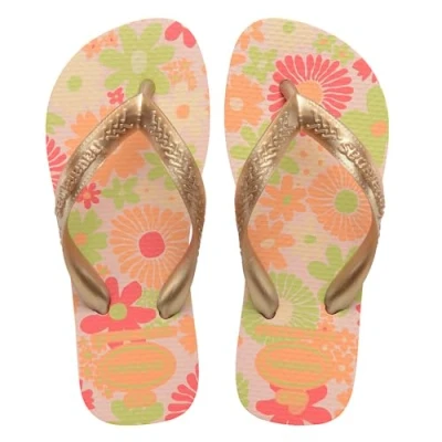 Abbildung von Flip flops Havaianas Modell Hav Kids Flores Farbe Gold
