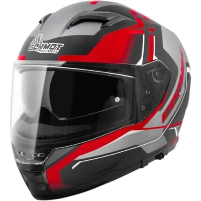Abbildung von Germot GM 350 Integralhelm matt schwarz rot ECE 22.06 mit Sonnenblende, L 59/60