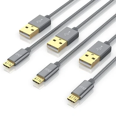 Abbildung von CSL 3X 3m Micro USB Kabel 2,4A Schnellladekabel Nylonkabel + Metallstecker Ladekabel Datenkabel für Android Smartphones Samsung Galaxy HTC Huawei Sony Nexus Nokia Kindle