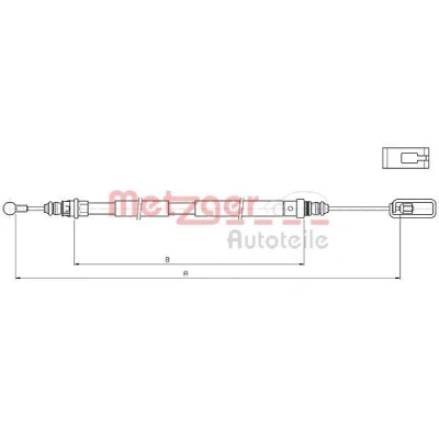 Abbildung von METZGER 10.4721 Handbremsseil hinten rechts 2360/2220 COFLE PEUGEOT: 807, CITROËN: C8, LANCIA: Phedra