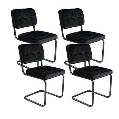 Abbildung von Kick Collection 4er Set Esszimmerstühl Ivy Schwarz Modern und Hochwertig Samt Metall Erhältlich in vielen Farben