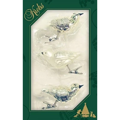 Abbildung von Krebs Glas Lauscha Weihnachtsbaumklammer CBK90661, Weihnachtsdeko, Christbaumschmuck (3 tlg), Vogel auf Clip