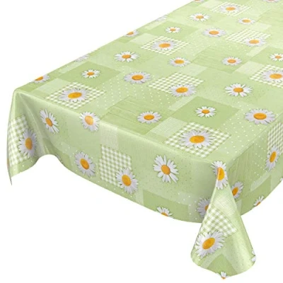 Abbildung von ANRO Tischdecke Wachstuchtischdecke Gartentischdecke Wachstischdecke, Geprägt 140x100cm wasserabweisend