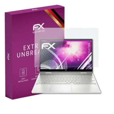 Abbildung von atFoliX Glasfolie kompatibel mit HP Envy x360 15 ed1769ng Panzerfolie, 9H Hybrid Glass FX Schutzpanzer Folie