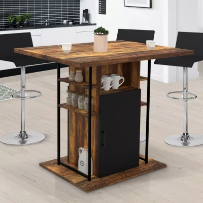 Abbildung von Industrielle Küchen Zentralinsel aus schwarzem Holz und dunklem Holzeffekt IDMarket