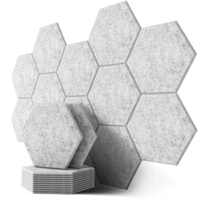 Abbildung von Hexagon Akustikplatten, Schalldämmung Wand, 12 Stück, Hohe Dichte Akustikpaneele für Decken /Tür /Wanddekoration und Akustische Behandlung, Schallschutzplatten (30x26x0.9cm)