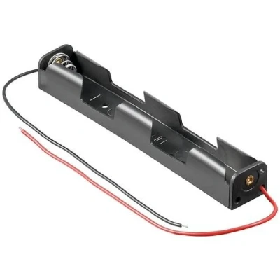 Abbildung von CABLEPELADO Flacher Batteriehalter AA inkl. 200 mm Kabel Gesamtspannung: 3 V (1,5 pro Batterie) geeignet für 2 LR6 Batterien (FR6, HR6, LR6)