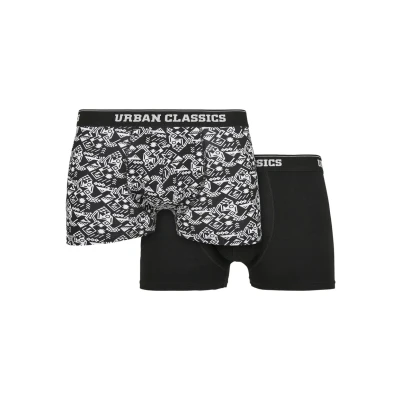 Abbildung von Urban Classics 2PACK Boxershorts, Herren, Größe: 5XL, Detail aop black