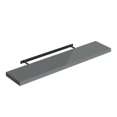 Abbildung von WOLTU Wandregal grau, Regal Wand, Schweberegal, Regalbrett, Wandboard, mit Metallhalterung, unsichtbare Montage, für Küche Badezimmer Wohnzimmer Schlafzimmer, aus MDF, 110x22,9x3,8 cm