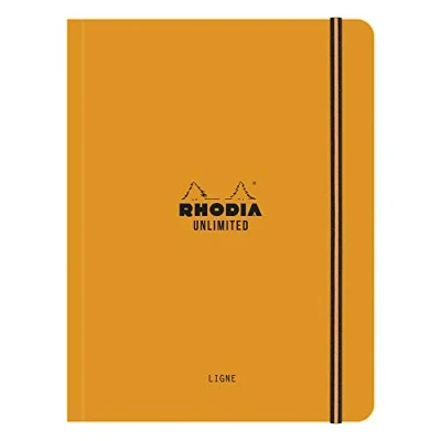 Abbildung von Rhodia 118978C Notizbuch Unlimited (DIN A5+, 16 x 21 cm, 60 Blatt, 80 g, liniert mit Rand, elegant und praktisch) 1 Stück orange