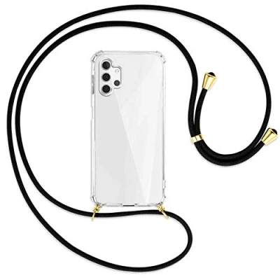 Abbildung von mtb more energy® Handykette kompatibel mit Samsung Galaxy A32 5G (SM A326, 6.5&#039;&#039;) schwarz/Gold Smartphone Hülle zum Umhängen Anti Shock Strong TPU Case