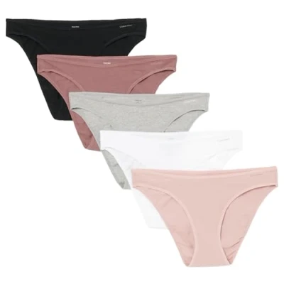 Abbildung von Calvin Klein Underwear Ideal Brief 5 PACK Slip, Damen, Größe: Medium, Black/vintage pink/subdued/white/grey heather