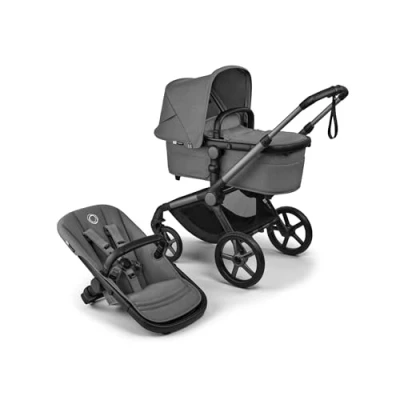 Abbildung von Bugaboo Fox 5 Renew, 2 in 1 Kinderwagen für jedes Gelände, mit Liegewanne und ausziehbarem Kleinkindsitz, praktische Ein Hand Faltung, Fahrgestell Graphit Sonnendach Moon Grey