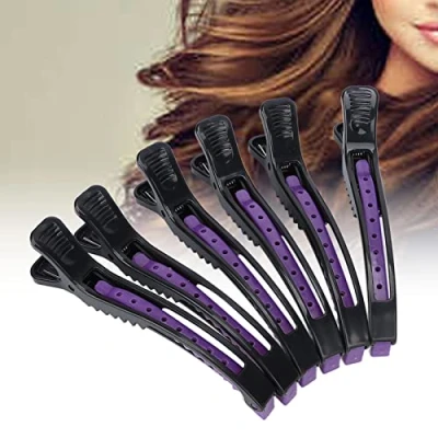 Abbildung von 6 Stück Haarclips, Haarklammern Abteilklammern Friseurbedarf, Curl Clips, Friseur Haarspangen(Schwarz+lila)