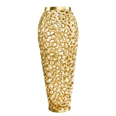Abbildung von Riess Ambiente Filigrane Design Vase Abstract Leaf Gold 65cm Handarbeit große Dekovase für Wohnzimmer, Flur, Schlafzimmer, Bad